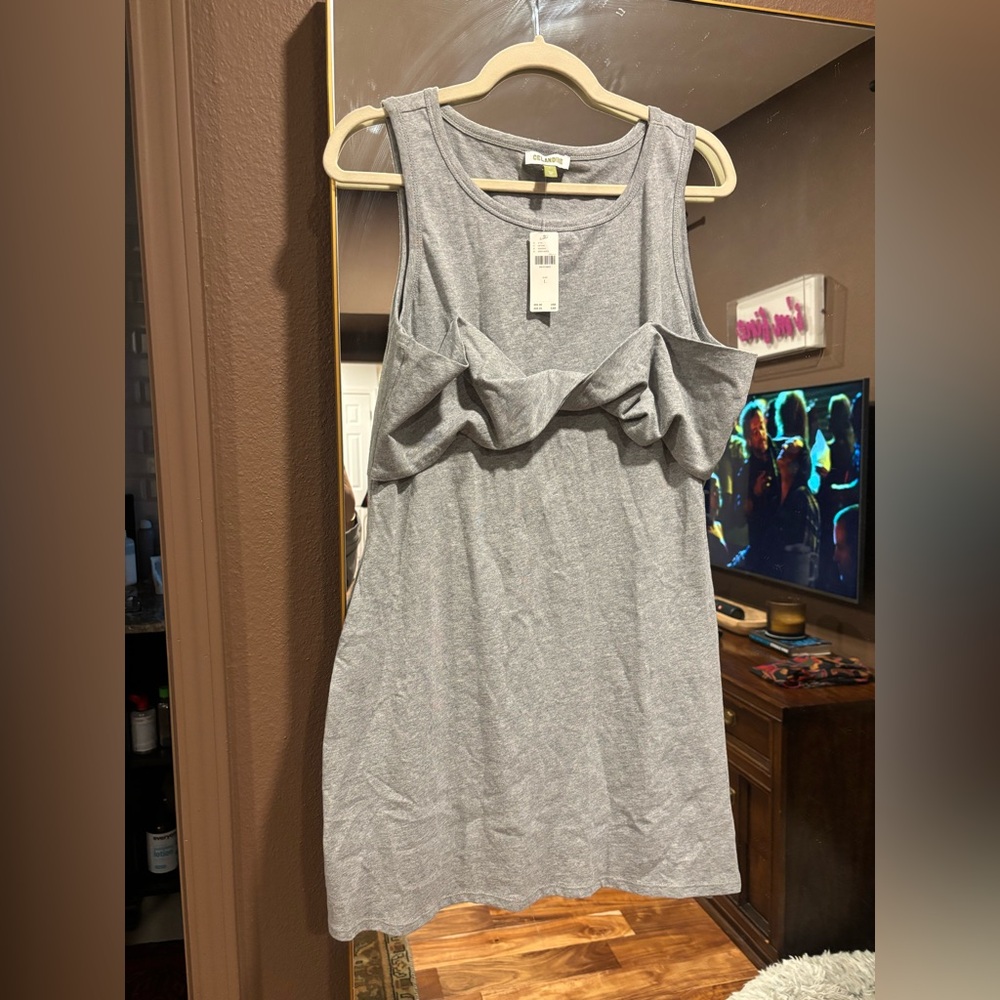 Gray Ruffle Mini T-shirt Dress - Picture 2 of 10